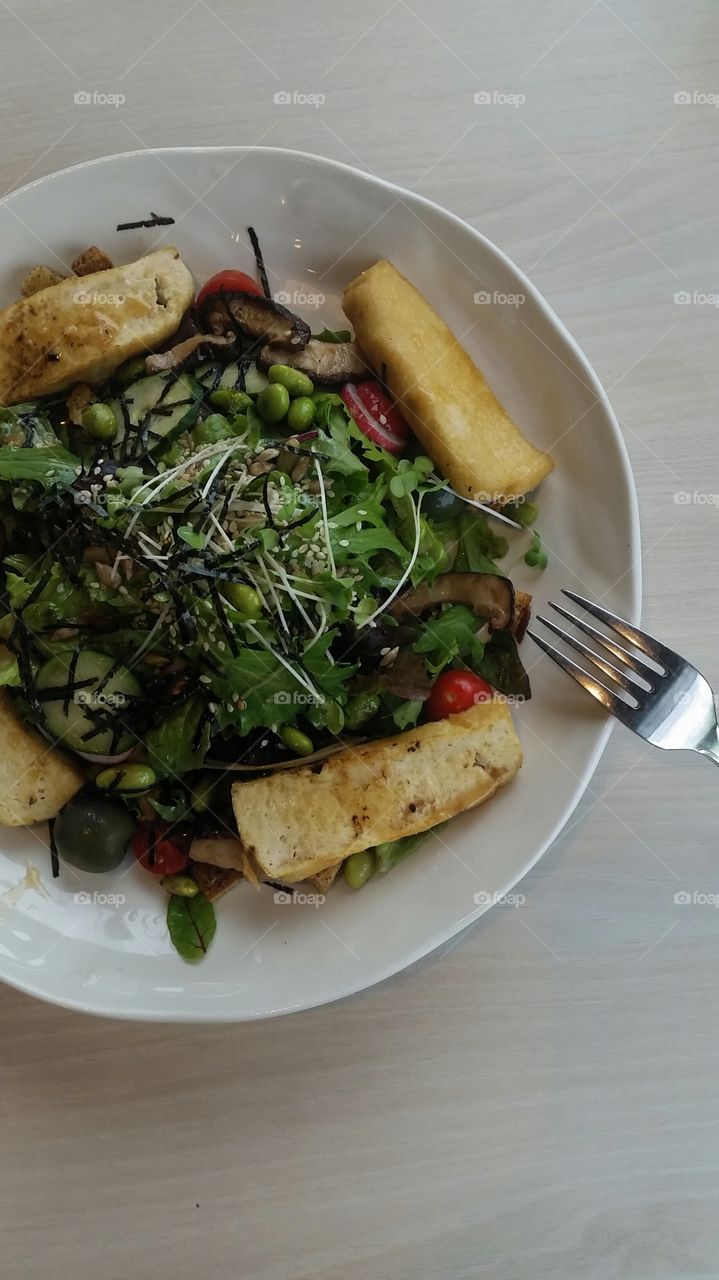 tofu salad. healthy breakfast