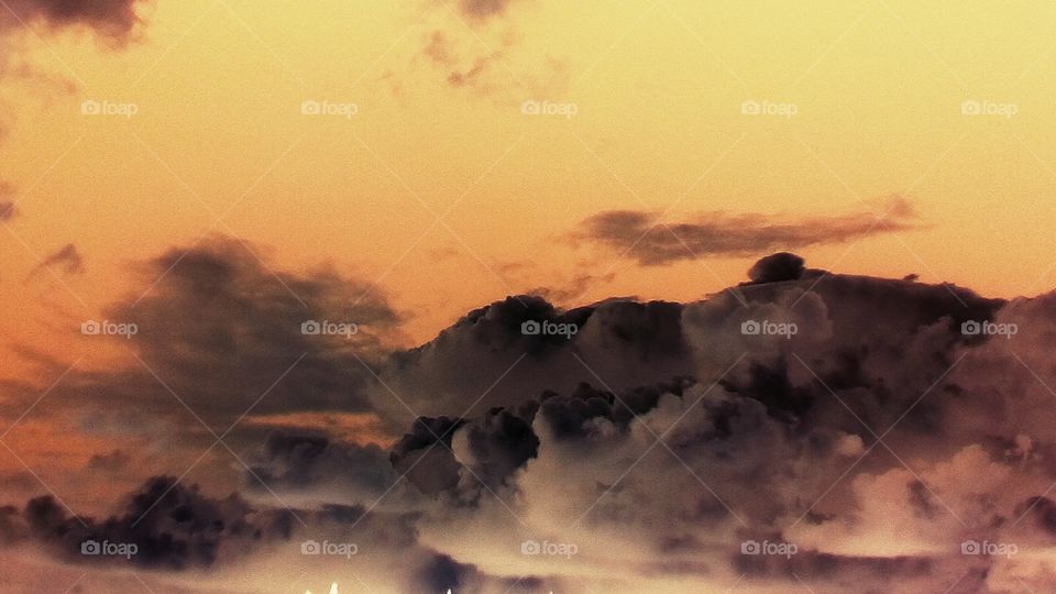 Sunset in  rainy day