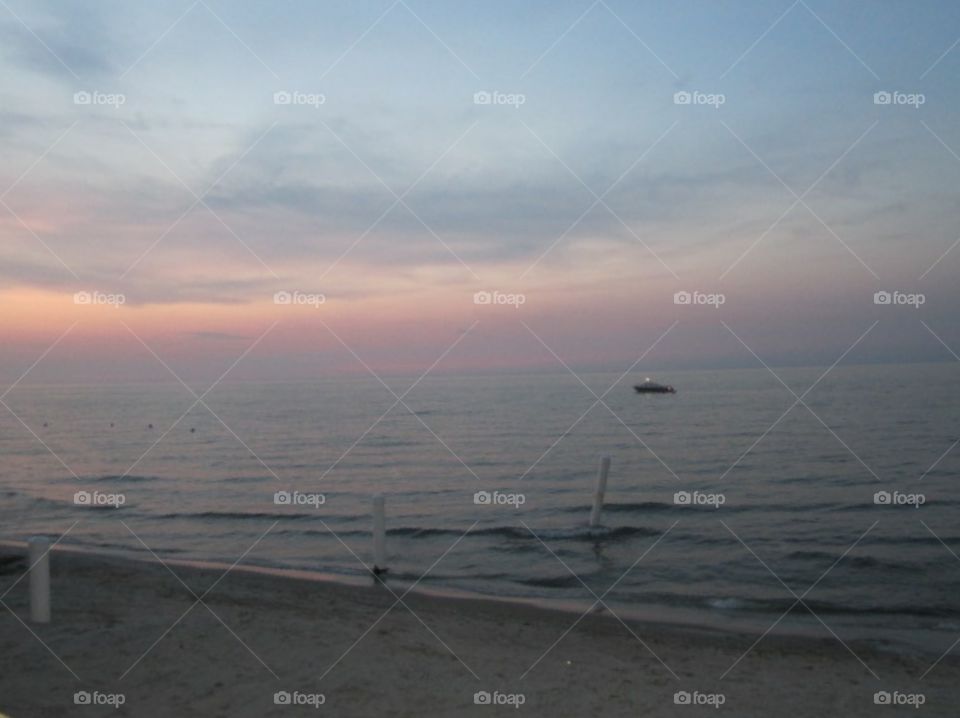 beach at lake Erie at twilight