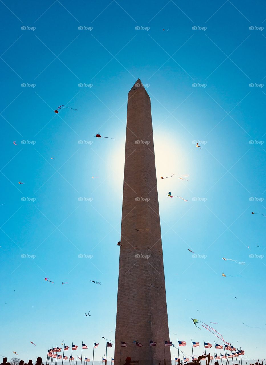 Washington Monument in Washington DC during the kite festival 