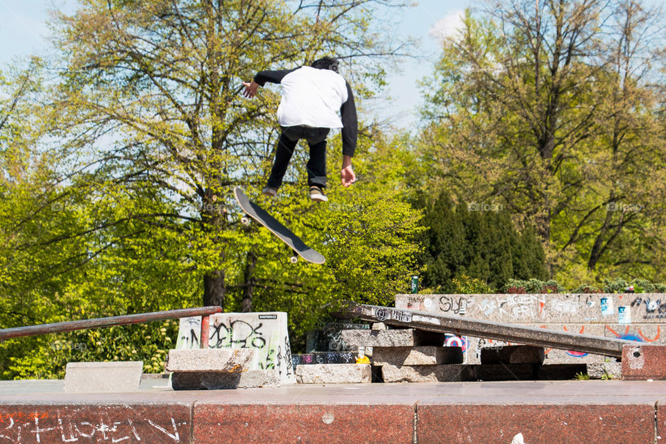 Skateboarder doing tricks