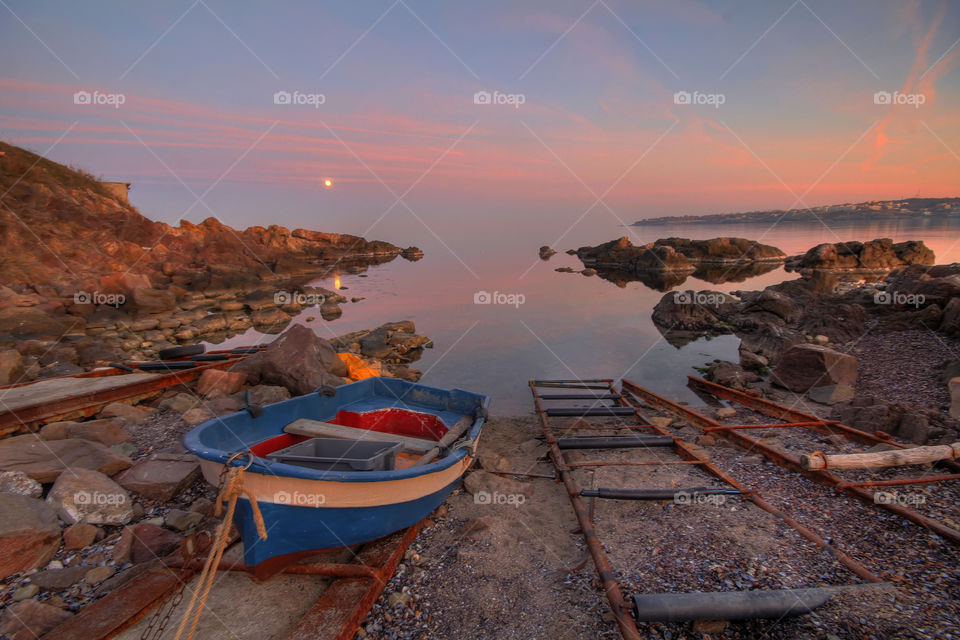 Boat among the rocks