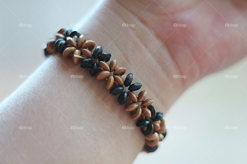 Black and brown flower bracelet