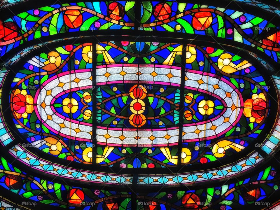 Looking up in the baths. Thermal bath house in Budapest 