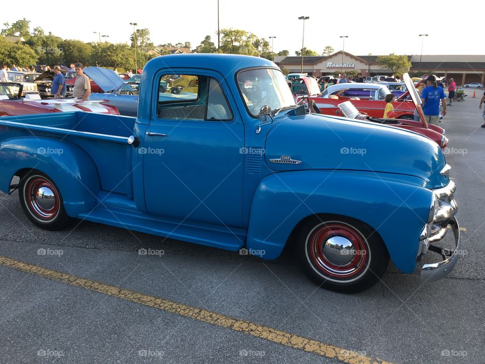 Old blue truck, car show