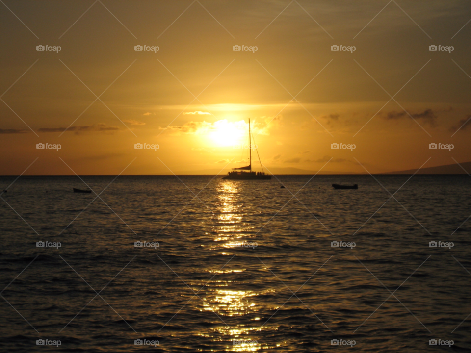 sunset maui hawaii boats by melody