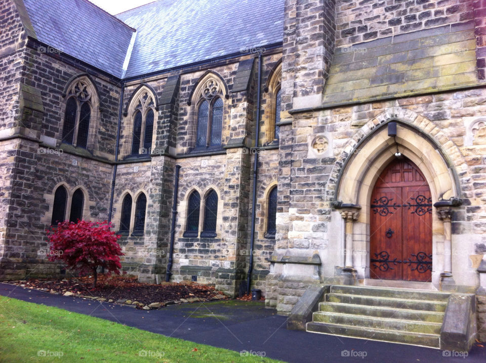 red tree england church by ggrigorova