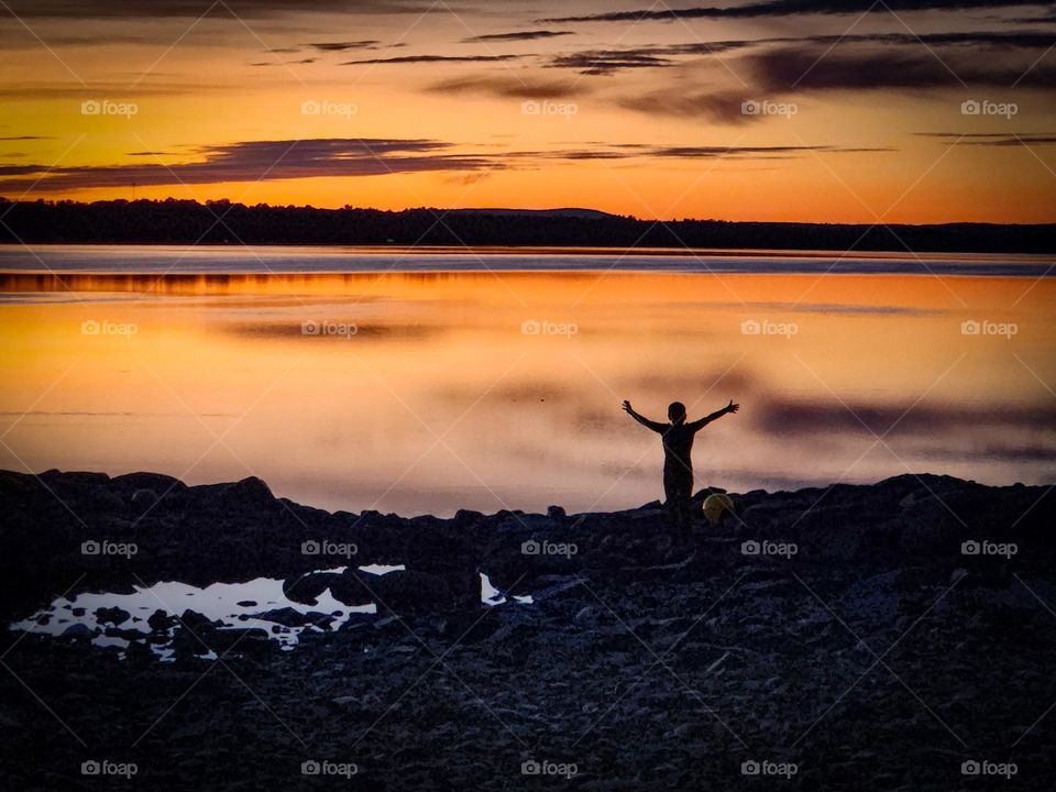 Glorious sunset over the lake