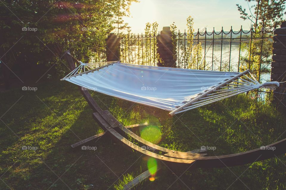 Hammock hanging in garden