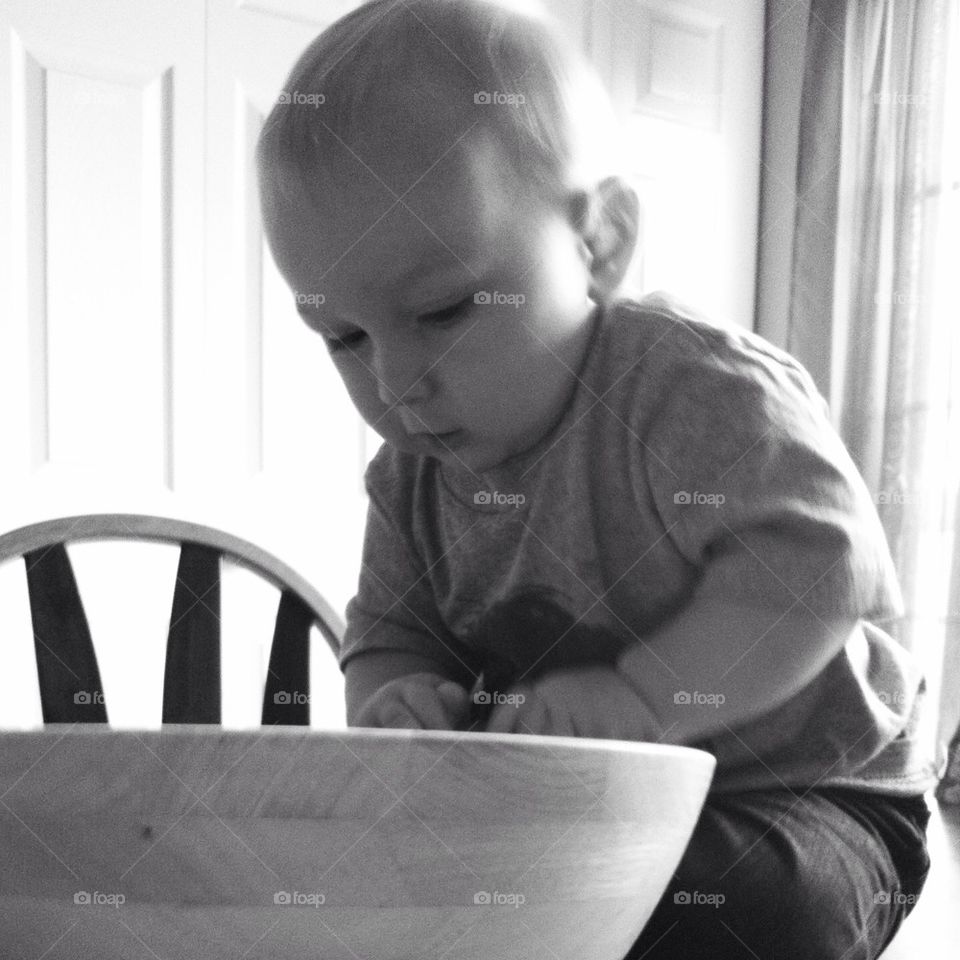 Little man and a big bowl