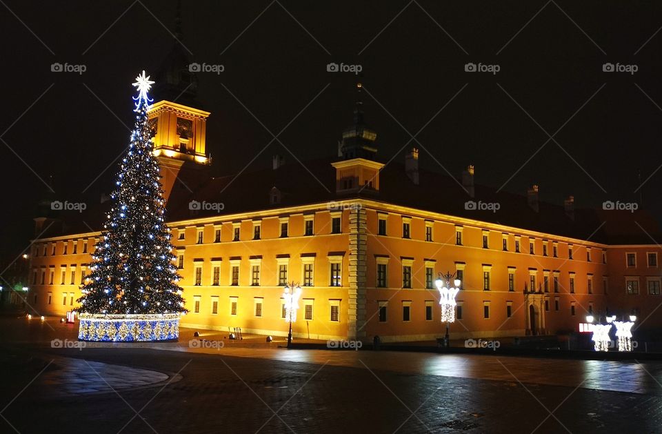 City in night. Warszawa. Poland