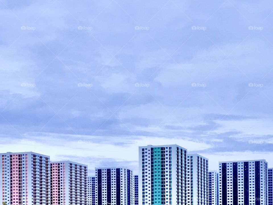 Abstract buildings vs blue sky