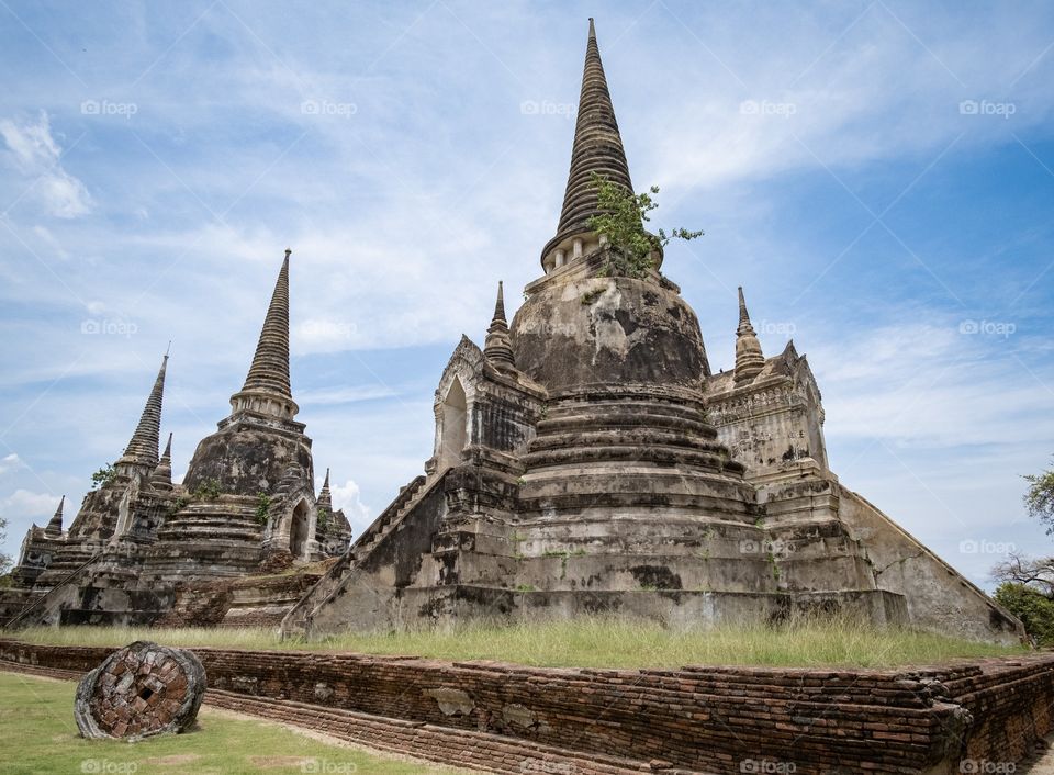 Thailand-June 25 2019:The three King’s pagoda at Wat Phra Si Sanphet in Ayuthaya , it was the grandest and famous pagoda.