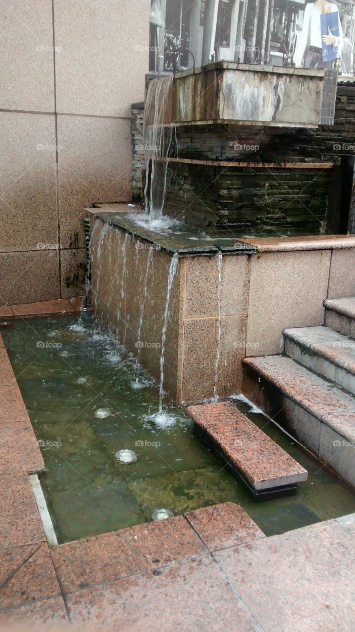 Water Fountain by Office Building