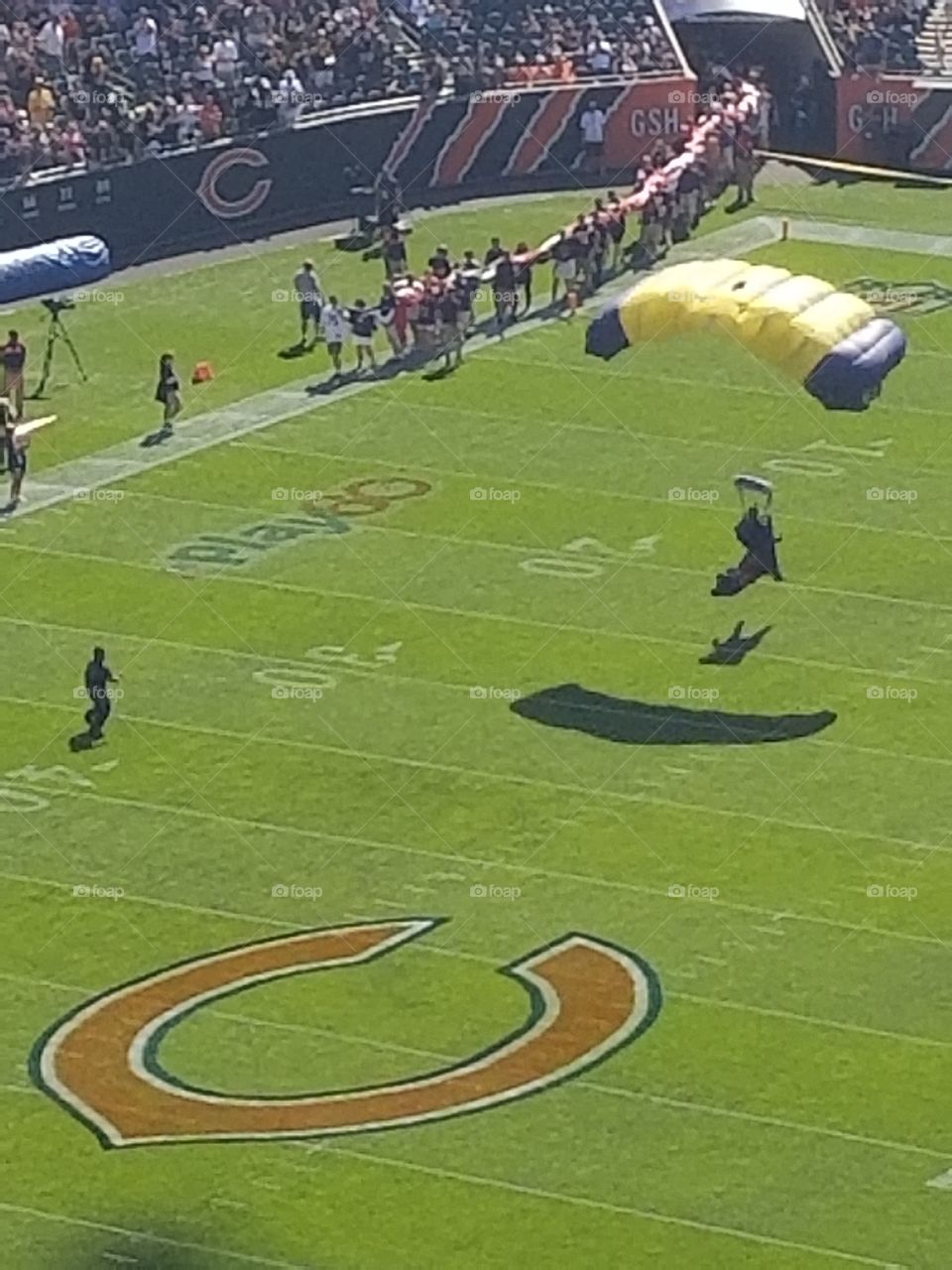 Parachuting into Soldier Field