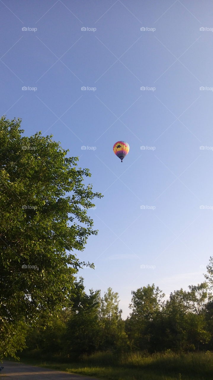 Balloon. Hot air balloon up in the sky.