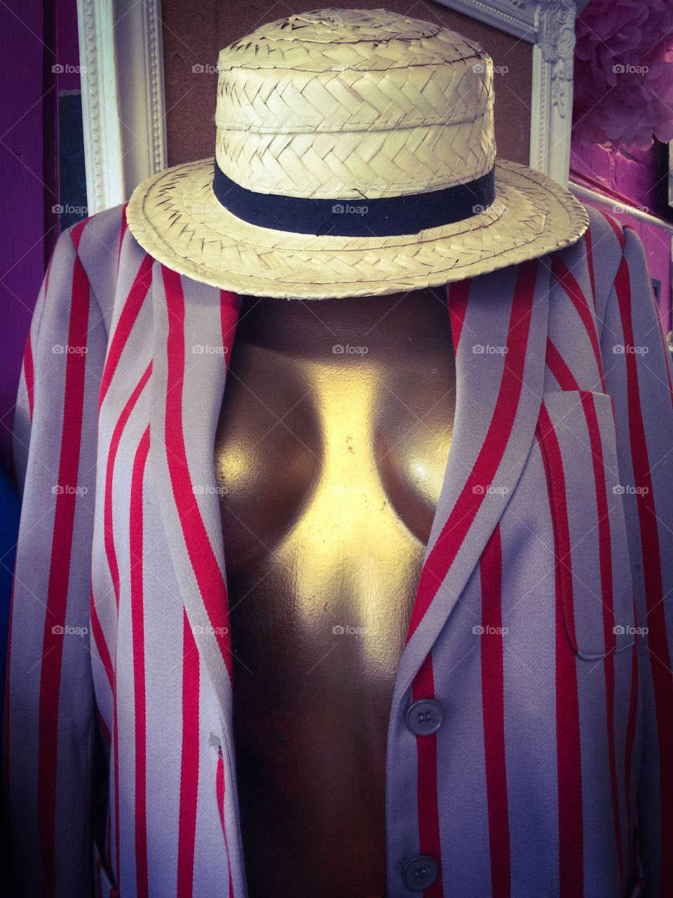 Straw hat and blazer
