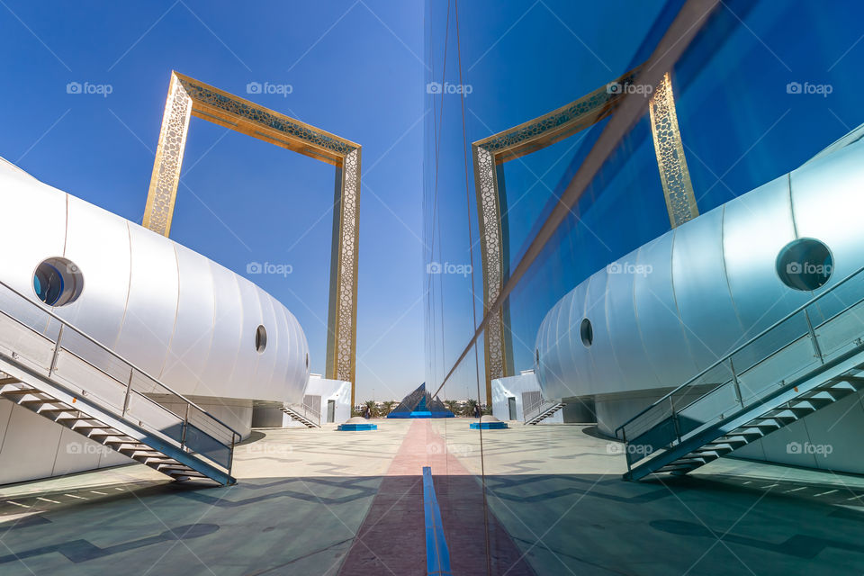 Dubai frame with it's reflection from glass building