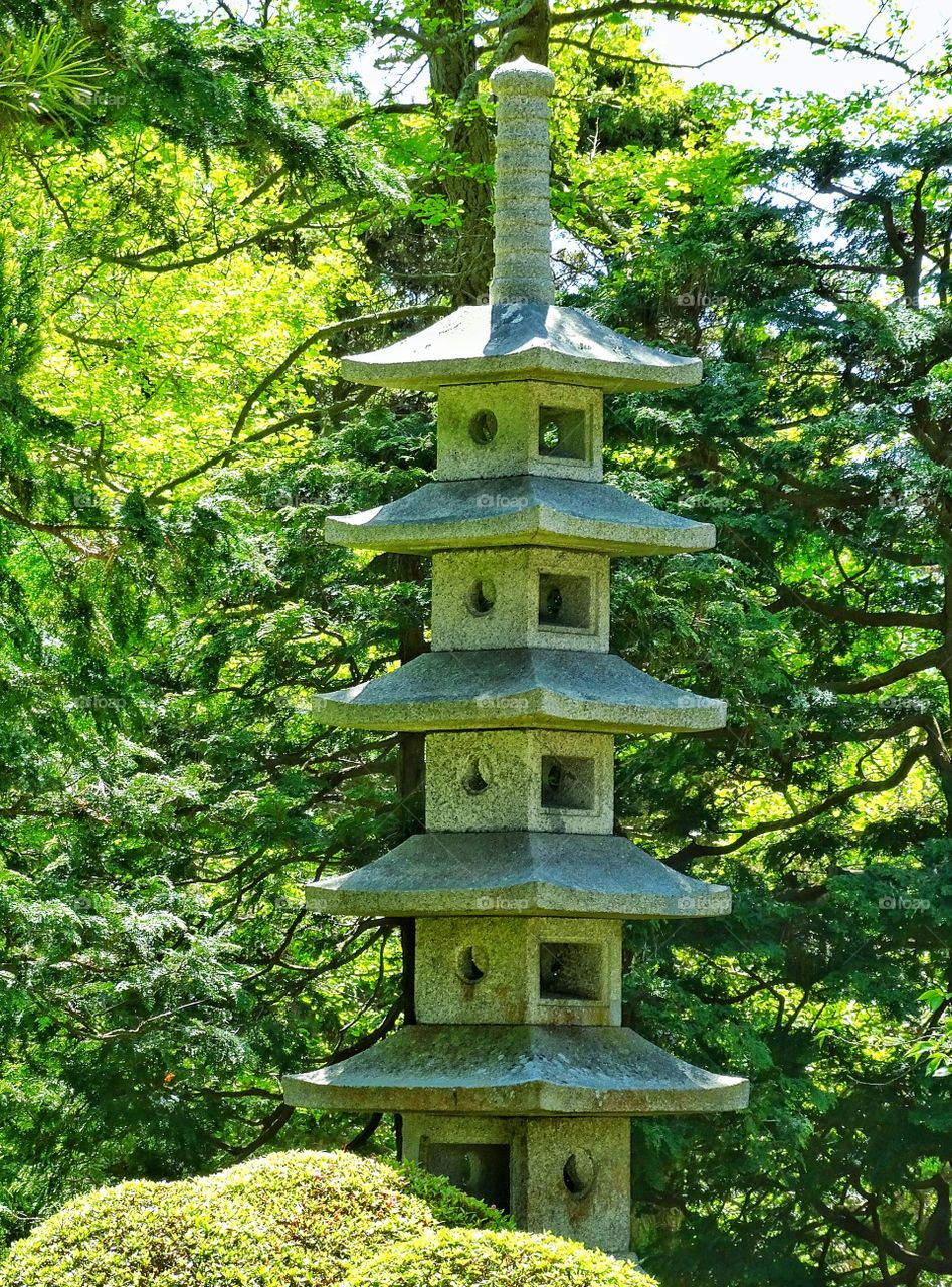 Japanese Shinto Shrine. Japanese Shinto Shrine In Serene Tea Garden Setting
