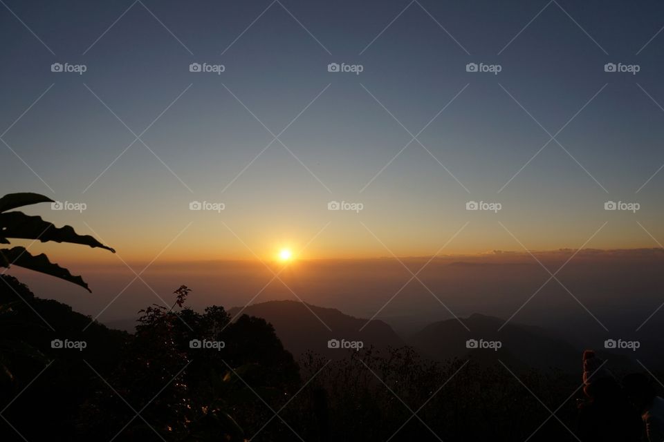 Sunset and mountain thailand