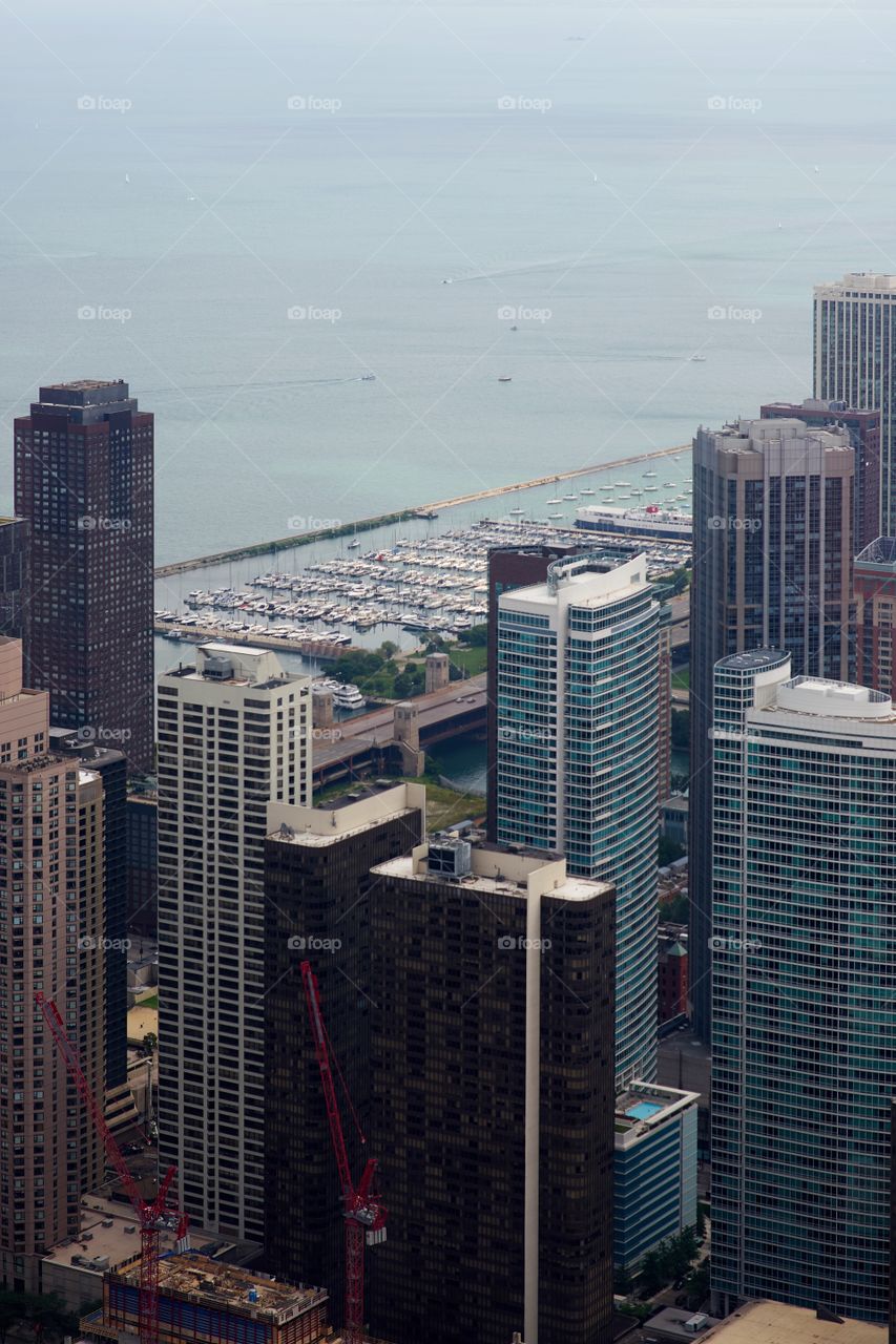 High angle view of buildings in chicago