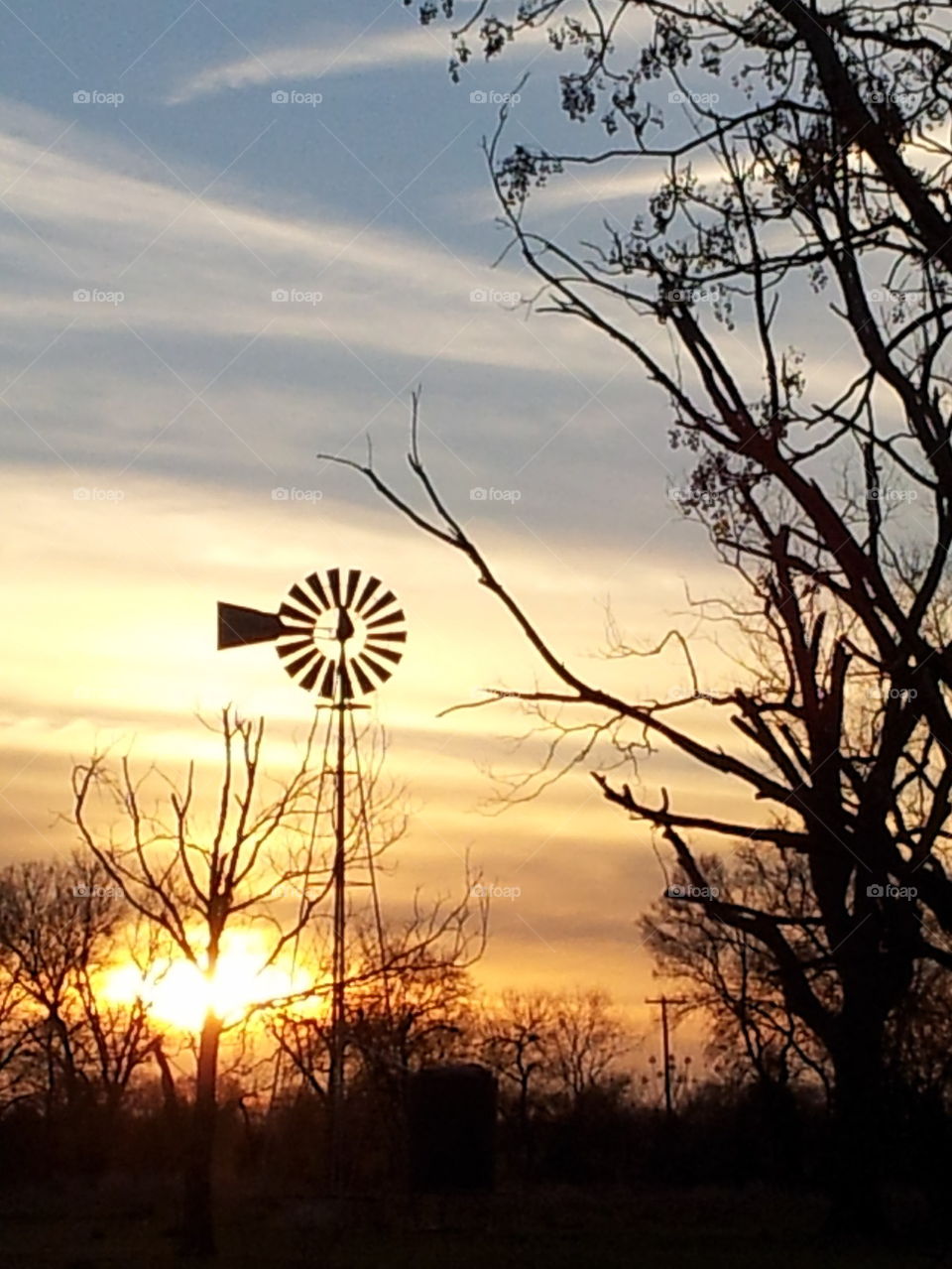 windmill at sunset