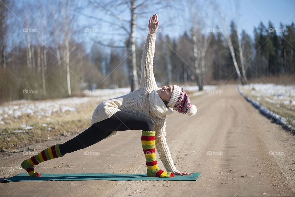 Woman doing yoga outdoor