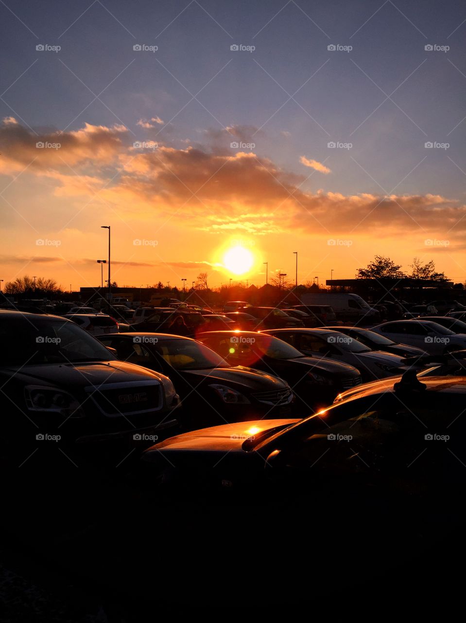 Sunset on midwestern U.S.A. parking lot