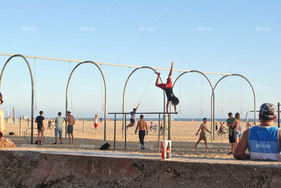 Excercise at Santa Monica beach