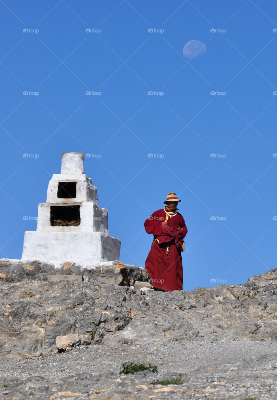 Buddhist monk in the morning 