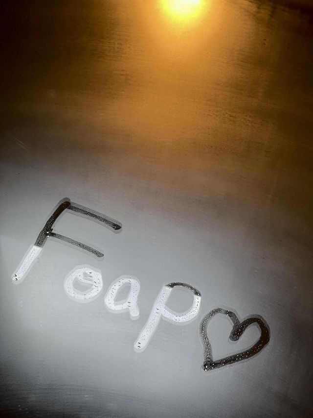 Steamy bathroom mirrors written foap with doodle 