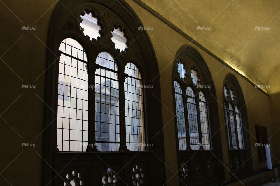 Windows, interior museum of church in Firenze