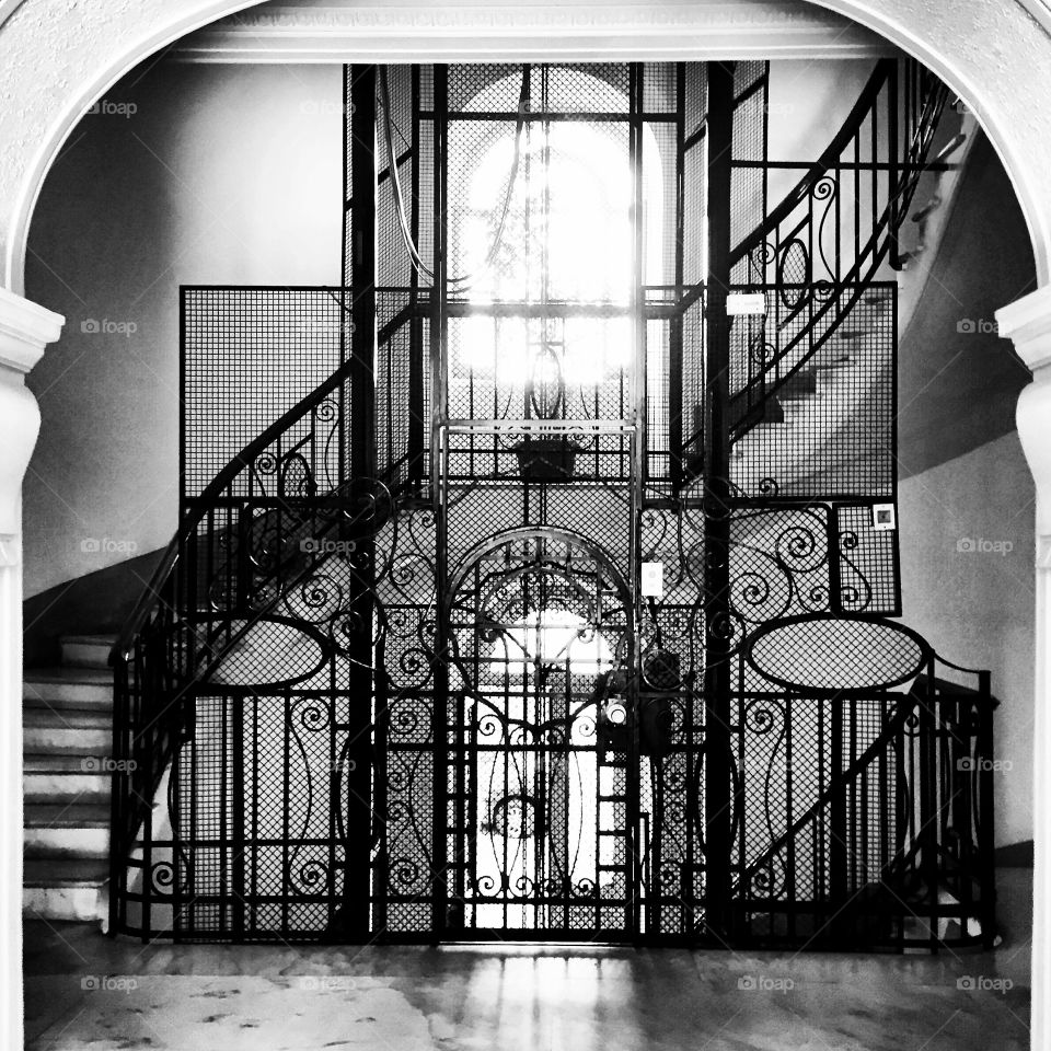 Old elevator interior house 
