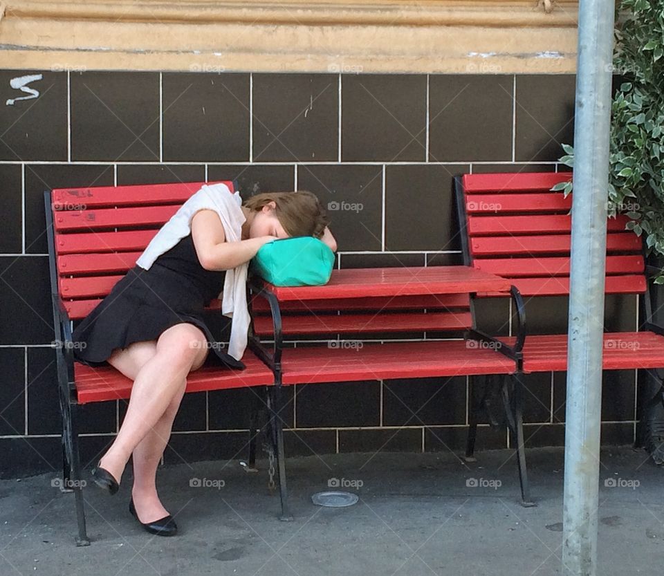 Sleeping beauty.
I was driving by in the morning while the traffic was very slow. I've noticed that young lady who probably didn't have much sleep. It was a matter of pushing a button on my phone.