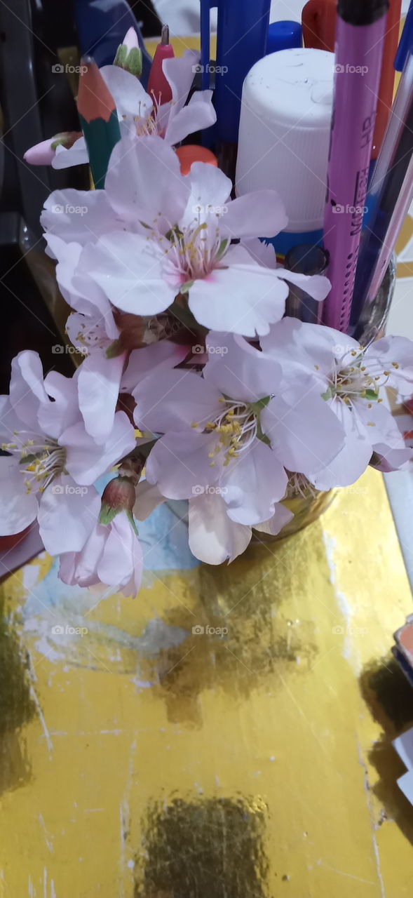 flowered desk