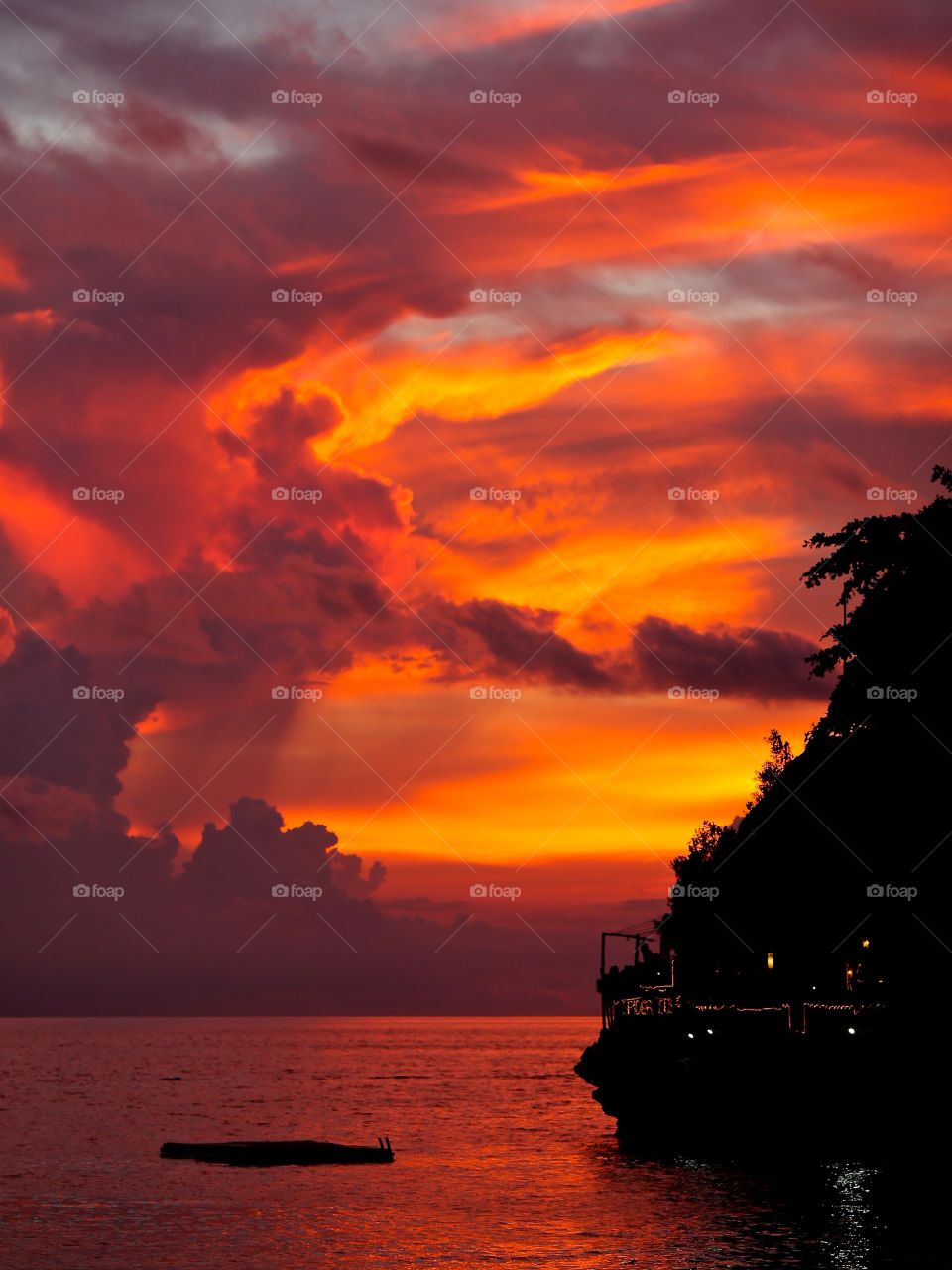 Burn sky. Sunset in Boracay, Philippines 