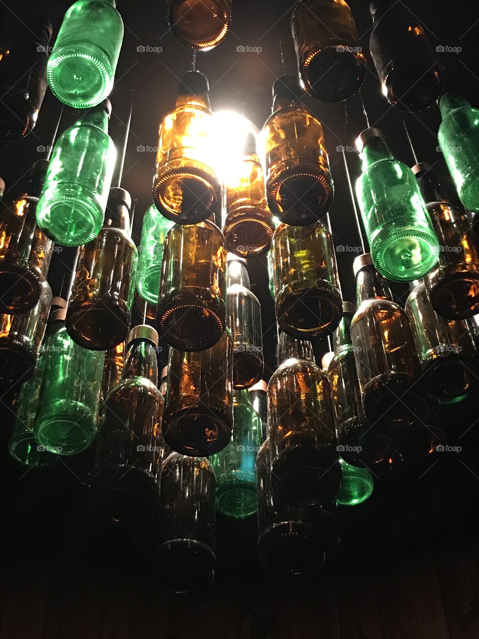Beer bottle chandelier 