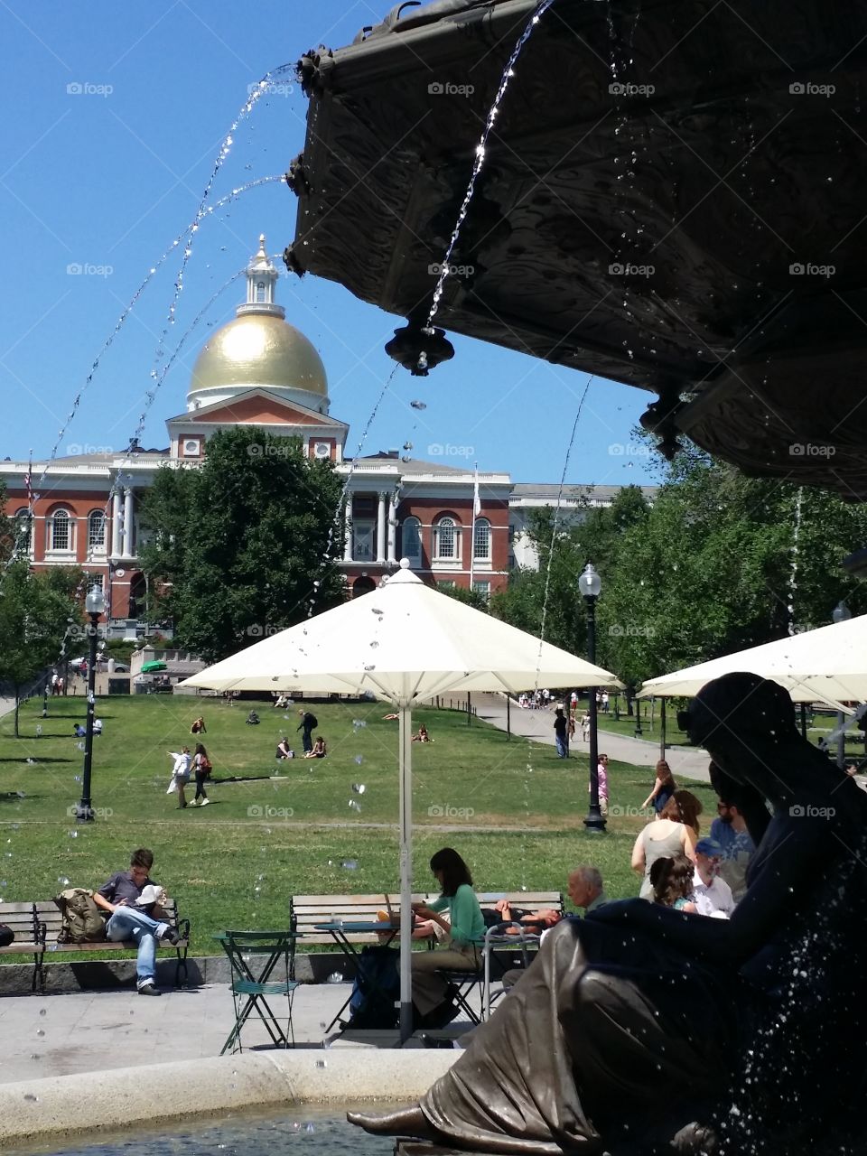 City park. Walking the Freedom Trail in Boston
