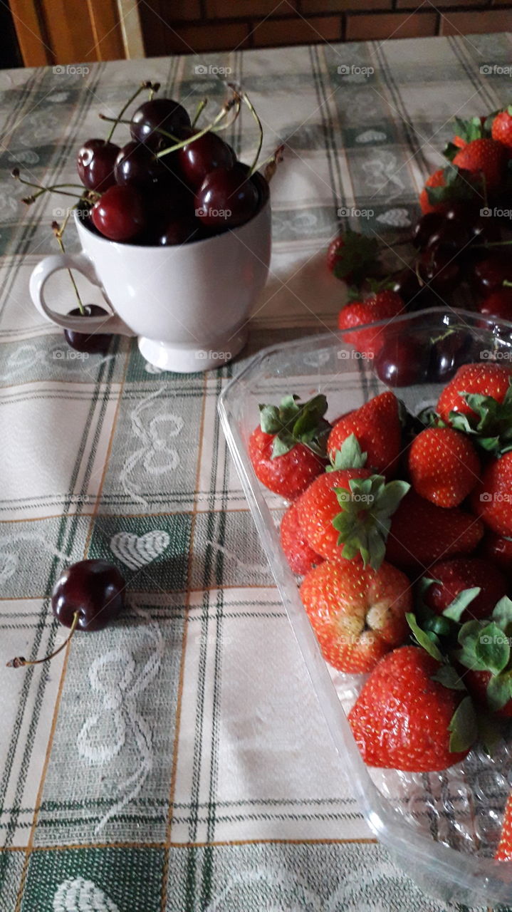 cherries and strawberries