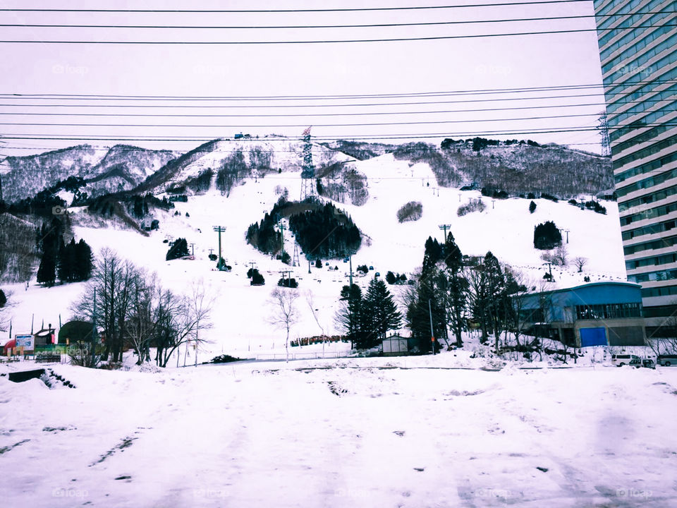 cool winter season snowfall in city