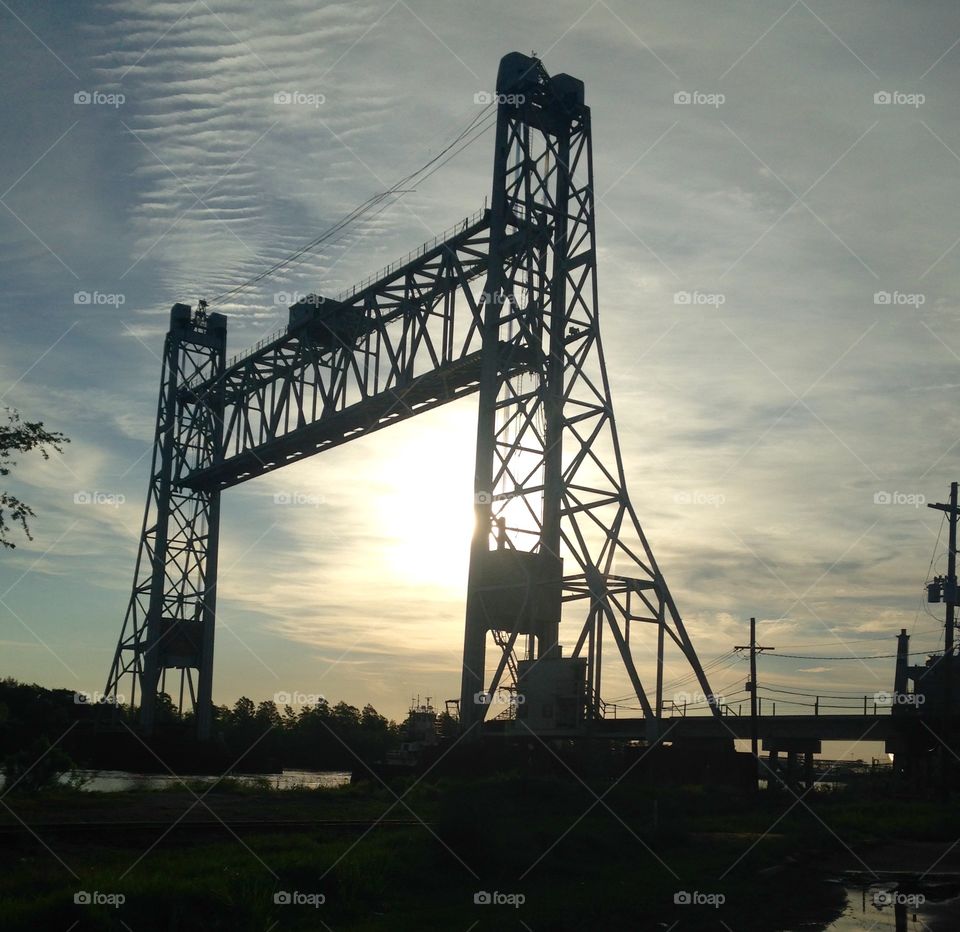 Bridge at sunrise. Train bridge at sunrise