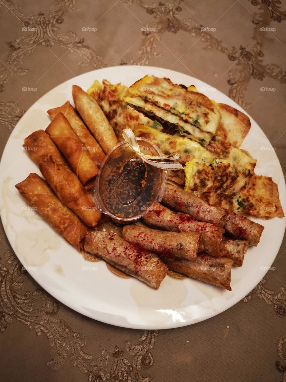 Dinner of high fiber wild bread flour