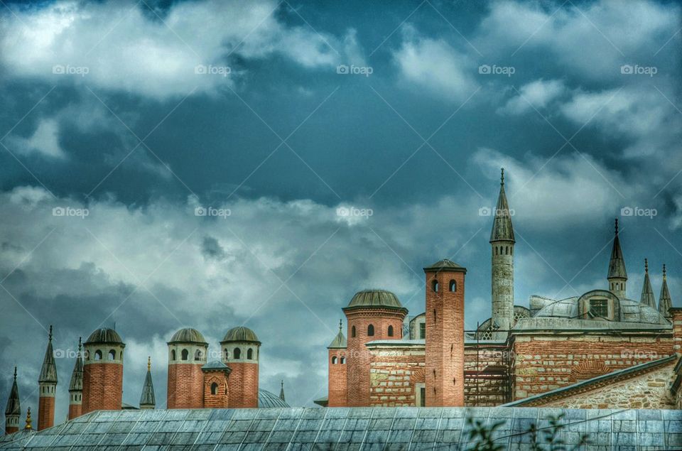chimneys, pipes, flues, istanbul, topkapi, palace, Sultan, Turkey,