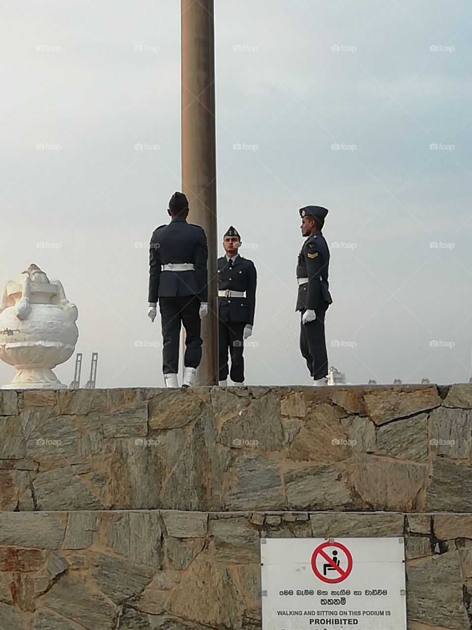 Lowering the national flag