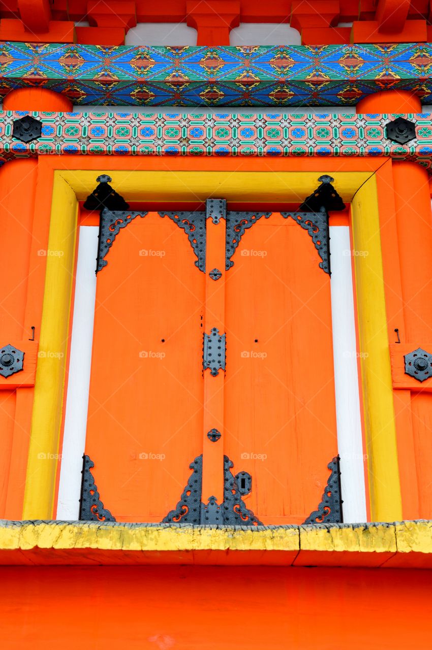 Detail of a colored door