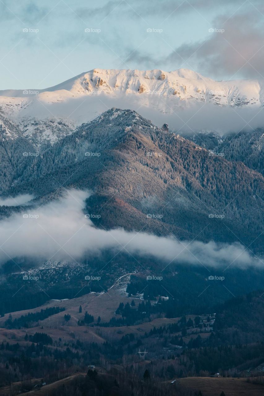 Mountain background. Natural landscape in winter.