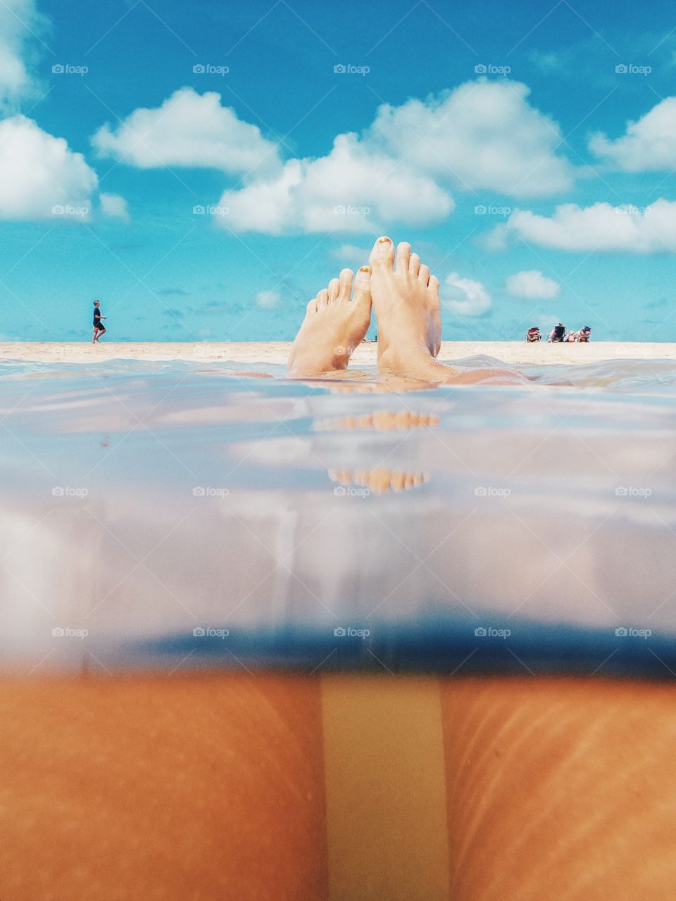 Relaxing point of view from underwater at the sandbar.