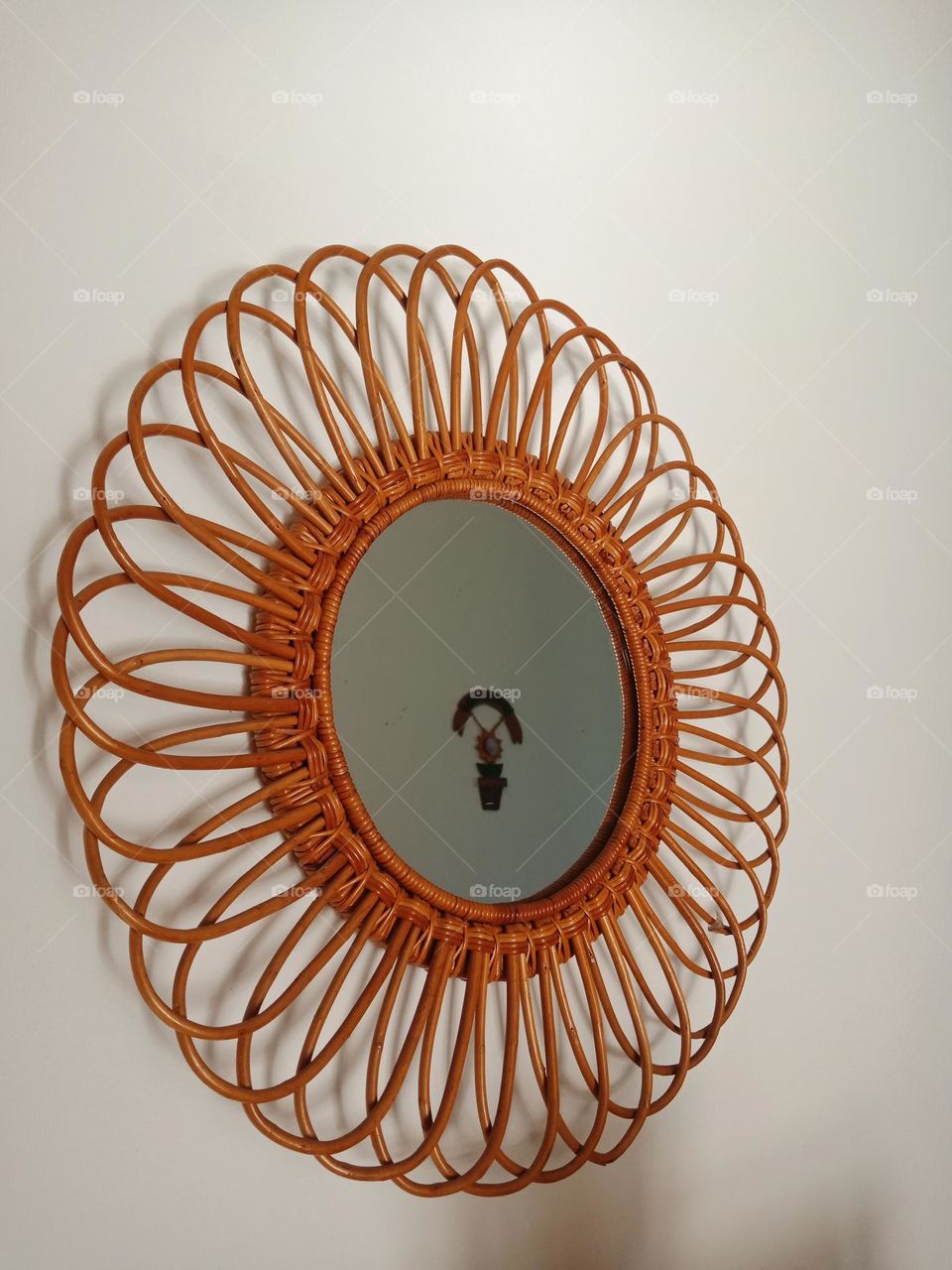round straw mirror