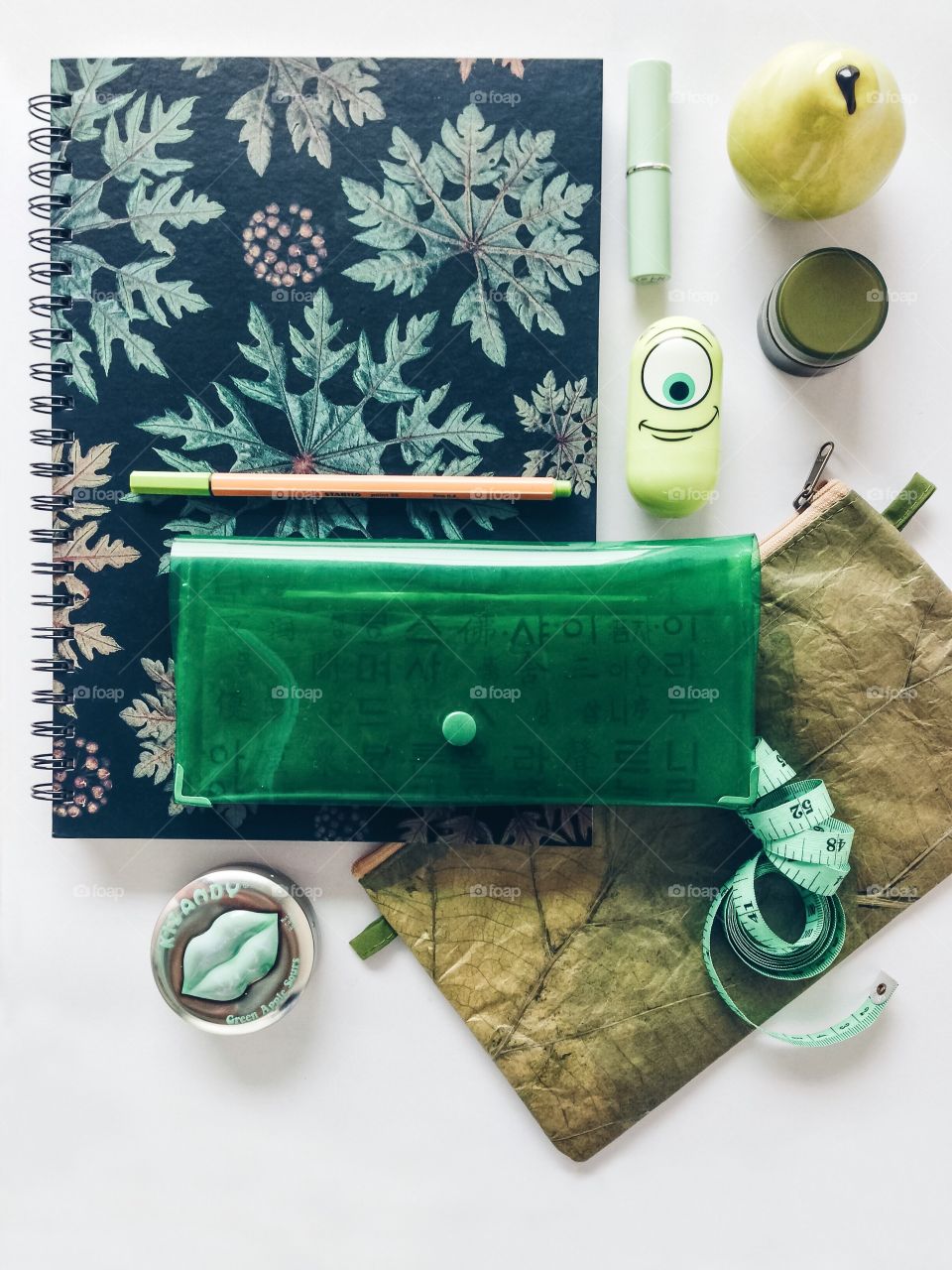Awesome fashion flat lays with green items.