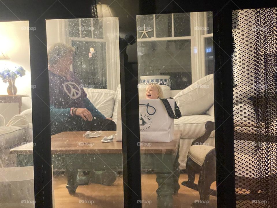 Through the fireplace window 